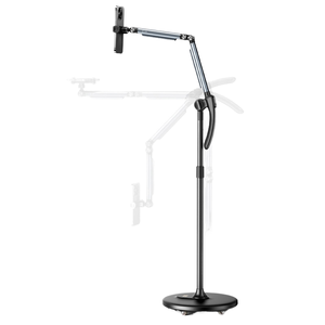 Soporte de Teléfono Móvil de Aleación de Aluminio para Estudio, Altura Ajustable, Brazo Doble Flexible, Clip de Fijación, Base con Ruedas para Teléfonos de 3 a 7 Pulgadas - Product Image 1