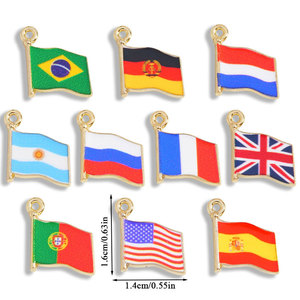Breloques en émail drapeaux nationaux <span class=keywords><strong>de</strong></span> divers pays, accessoires <span class=keywords><strong>de</strong></span> fabrication <span class=keywords><strong>de</strong></span> bijoux DIY pour colliers et boucles d'oreilles 16*14mm - Product Image 2
