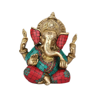<strong>Small</strong> Ganesha Statue Ganesh Idol Religious Lucky Gift Decor <strong>Showpiece</strong> 6" - Product Image 1