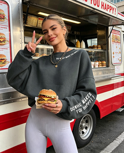 Sweat-shirt personnalisé pour femme grande taille, imprimé lettres, 100% coton délavé, décontracté, à épaules tombantes, manches longues, col rond, style streetwear - Product Image 2