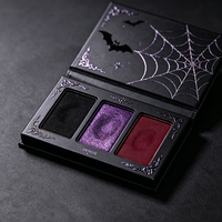 Paleta de Sombras de Ojos de 3 Colores con Diseño de Telaraña de Murciélago Espeluznante, Alta Pigmentación, Larga Duración, Maquillaje de Halloween, Venta al Por Mayor