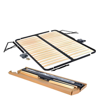 Sommier en acier avec lattes en bois de pin, réglable, amovible, avec fonction de rangement, cadre de lit plat pour chambre à coucher