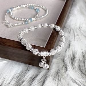 Bracelet de perles rondes en argent pur S999 pour femmes, bijoux faits à la main de style chinois, à porter au quotidien - Product Image 3