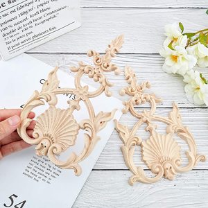 Appliques in <span class=keywords><strong>legno</strong></span> intagliato Onlay decalcomania in <span class=keywords><strong>legno</strong></span> cornice angolare non verniciata Onlay intaglio Appliques per mobili armadio comò <span class=keywords><strong>parete</strong></span> del letto - Product Image 3