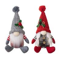 Père Noël en peluche de luxe nordique avec chapeau tricoté lumineux, poupée de Noël, cadeau pour enfants, jouet sans visage, décoration, ornement de bureau