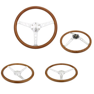 15 "क्लासिक लकड़ी अनाज चांदी के गोल छेद ब्रश की बात स्टीयरिंग व्हील + सींग किट - Product Image 5