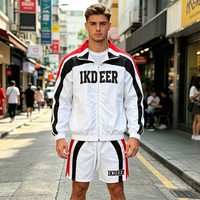Ensemble coupe-vent homme en polyester-nylon, veste et short rétro color-block, streetwear, sportswear pour la gym, la course et les loisirs