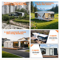 Capsule spatiale de luxe préfabriquée, maison modulaire extensible avec verre panoramique pour glamping, design minimaliste modulaire
