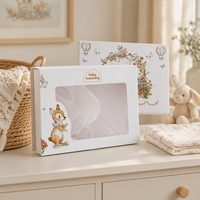 Coffret Cadeau Bébé en Papier Imprimé Coloré pour Couverture, Bavoir et Ensemble Nouveau-né