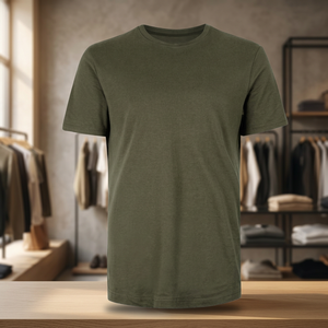 Camiseta de Cuello Redondo para Hombre, Corte Regular, Color Sólido, 100% Algodón, Manga Corta, Estilo Casual de Verano, Logotipo Personalizado 2025, Venta al Por Mayor OEM - Product Image 3