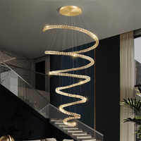 Lustre LED en spirale avec verre texturé effet glace, intensité réglable, câble ajustable, pour plafond haut, villa, escalier