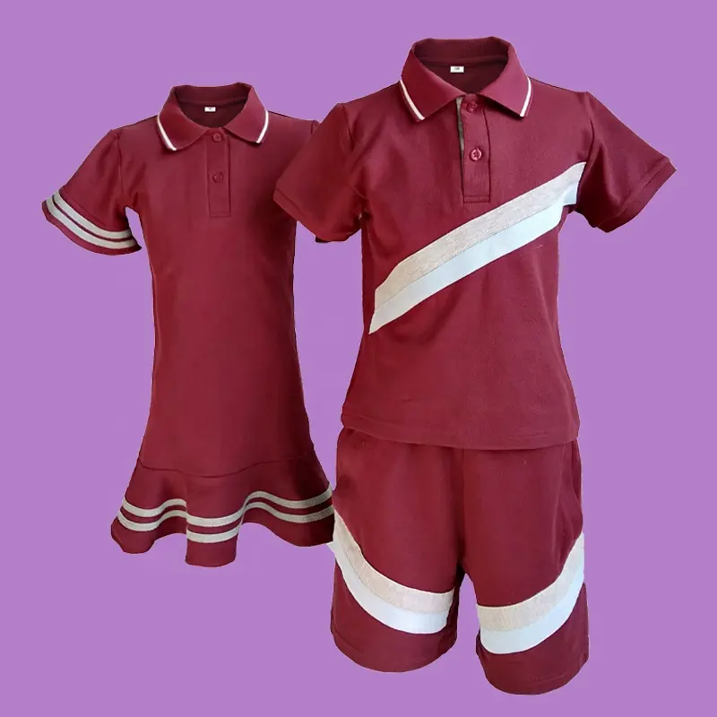 사용자 정의 고품질 유니폼 소년과 소녀 폴로 셔츠 초등 중등 고등학교 드레스 유니폼 디자인