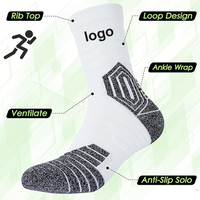 Chaussettes de course à compression rembourrées pour adultes, chaussettes de sport athlétiques en coton, chaussettes de sport