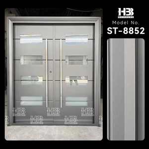 Puerta Exterior de Seguridad de Acero Inoxidable con Aislamiento y 4 Paneles de Vidrio Insertados para Entrada Principal de Casa Moderna Americana - Product Image 4