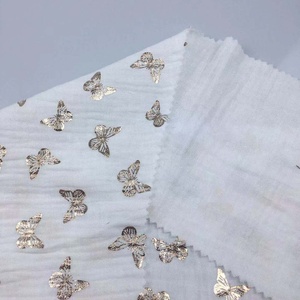 Tissu en mousseline <span class=keywords><strong>de</strong></span> <span class=keywords><strong>coton</strong></span> double couche léger avec impression métallisée 889819 pour robes, jupes, rideaux et jouets pour femmes - Product Image 3