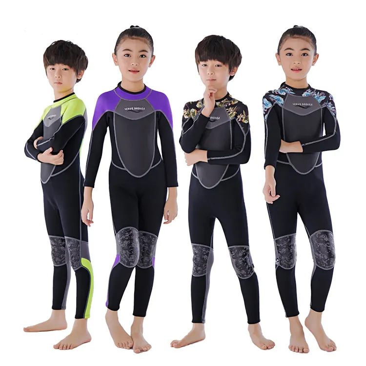 2022 Fashion Kids Wetsuit One Piece Water Sports Sun Protection Long Sleeves Diving Suit Full Suit Swimsuit Wetsuit Swimwear
