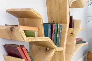 Étagère à livres rustique en bois massif pour décoration intérieure - Product Image 2