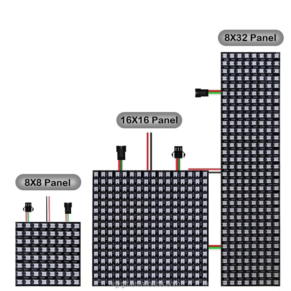 DC5V WS2812B RGB Led Panel Light Digital Flexible Module WS2812 Individually Addressable Pixel Matrix Screen 8x8 16x16 8x32