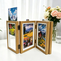 Cadre photo en bois à triple pliage avec charnière verticale horizontale pour la décoration de la maison