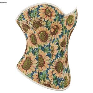 Tenues d'été Street Wear <span class=keywords><strong>Style</strong></span> Strapless Corset Lingerie Sun Flower Print Lace up Boned Corselet and Korset Women's Floral Top - Product Image 5
