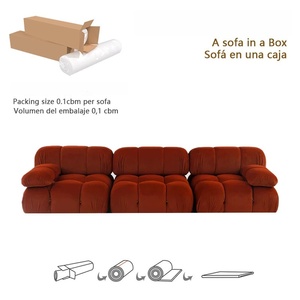 סט ספות מודרני בצורת ר' מעור אמיתי, מודולרי, מרופד, עם פינות ניתנות להרחבה ומילוי ספוג - Product Image 3