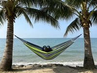 Hamac en coton portable pour le camping avec support et conception suspendue pour un usage robuste en extérieur/intérieur, jardin, patio, cour arrière