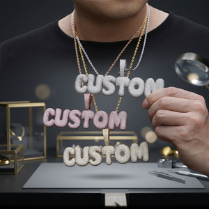 Hip Hop Iced Out Charm for MenCustom <b>Name</b> Moissanite Pendant Hip Hop Iced Out Letter Charm Gold Plated 925 Sterling Silver <b>Chain</b> - Product Image 1