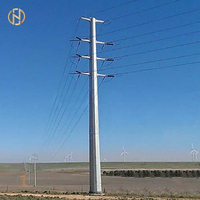 Poteau utilitaire octogonal en acier sur mesure de 9m à 12m, galvanisé à chaud ASTM A123, 200daN-800daN, poteau en acier à joint coulissant pour ligne électrique