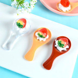 Cuillères à glace simulées, jouets de dessert, modèles alimentaires, décorations/accessoires DIY en forme de fruit du dragon et de fraise - Product Image 1