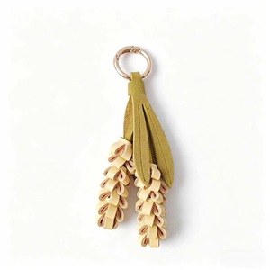 Cute Leather Keychain With Purple Flower Design And Gold Ring For Bag Charm - Product Image 3