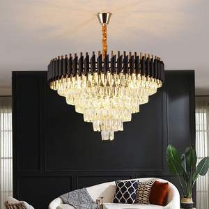 Nordic Modern Luxury LED Pendant <b>Light</b> Black Gold K9 Crystal Led <b>Chandelier</b> with Middle Size Hanging <b>Lights</b> - Product Image 2
