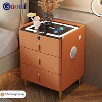Table de chevet intelligente multifonctionnelle Goomi Home avec lampe tactile 3 couleurs, charge sans fil, haut-parleur Bluetooth et verrouillage par empreinte digitale