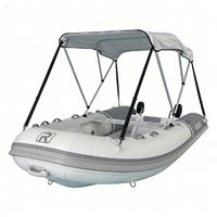 Bateau semi-rigide en aluminium de 11,5 pieds pour 6 personnes, Achilles Hypalon, avec compartiment de rangement avant en aluminium, auvent pliable, rouleau de quille à dégagement rapide