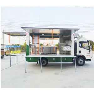 Electric Van Mobile fast food truck Three sides of the cargo box open used with beverage Machine