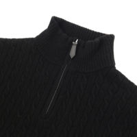 AiNear Vente en gros Logo personnalisé Design Oem & Odm Pull à manches longues col roulé fermeture éclair noir pour homme en laine tricoté pull uni