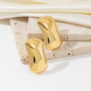 2025 Lisse Brillant Poli En Acier Inoxydable Chunky Grand Grand Rectangle Plaqué Or Boucles D'oreilles Carrées Accessoires De Mode - Product Image 5