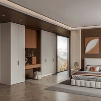 Armoire murale moderne bicolore, coiffeuse intégrée, rangement multi-zones, armoire de chambre OEM ODM