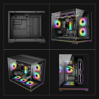 Boîtier PC MicroATX en verre trempé double avec support de radiateur latéral de 280 mm, châssis de jeu panoramique