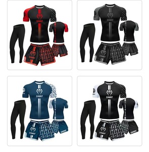 ชุดกีฬา MMA <span class=keywords><strong>มวย</strong></span>ไทย 3 ชิ้น <span class=keywords><strong>เสื้อ</strong></span>รัดกล้ามเนื้อ กางเกงขาสั้น และเสื้อยืด สำหรับผู้ชาย - Product Image 6