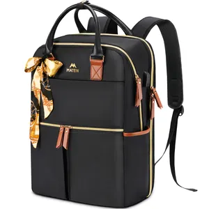 17 Inch Water Resistant Work Backpack Purse with USB Charging Port & Silk Scarf Laptop Backpack for Women