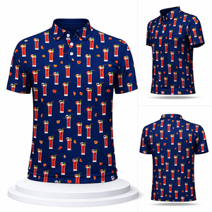 Camiseta Polo de Golf con Estampado de Cóctel, Diseño Novedoso con Estampado Completo, para Resort y Club, con Logotipo Personalizado - Product Image 2