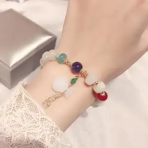 Frauen grüne Jade Schmuck Mode Kristall Perlen Armbänder Kristall Jade Armband Heilung Naturstein