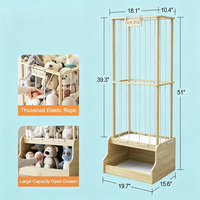 Organisateur de rangement pour animaux en peluche, zoo en bois massif pour animaux en peluche avec coffre à jouets, grand support pour jouets en peluche, support pour animaux en peluche