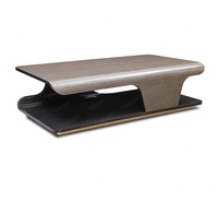Table basse élégante en acier inoxydable avec pied rond et miroir doré