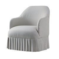 Fauteuils d'appoint rembourrés rayés blancs et rouges de style vintage français pour salon, chambre à coucher, fauteuil à jupe, chaise de coiffeuse à vendre