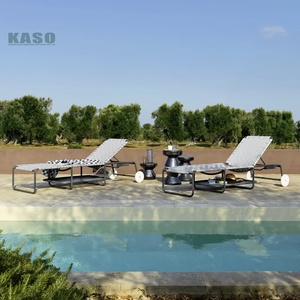 Chaise de piscine, lit d'extérieur, chaise longue en <span class=keywords><strong>plastique</strong></span> tressé, chaise longue de <span class=keywords><strong>jardin</strong></span>, chaise longue d'hôtel, chaise longue moderne avec roulettes - Product Image 4
