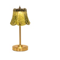 Lampe de chevet décorative d'ambiance verte en verre et métal, rechargeable par USB, à commande tactile et intensité variable, pour chambre à coucher, idéale pour l'export.