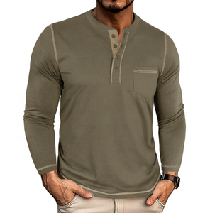 Chemise à manches longues pour homme, couche intérieure, manches longues, décontractée, sportive, coupe ample - Product Image 4