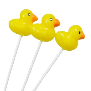 Toptan şekerleme sarı ördek meyve lezzet şekli sanat lolipop özelleştirme tatlı <span class=keywords><strong>bonbon</strong></span> sert şeker lolipop - Product Image 1
