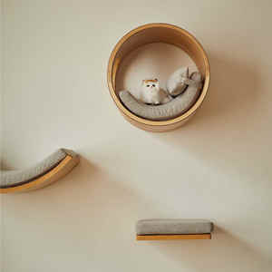 Katı ahşap kedi yatak ve tırmanma ahşap çatkı duvar monte güneş mağara yıl boyunca kullanım alanı tasarrufu tasarımı ile karton ambalaj - Product Image 2